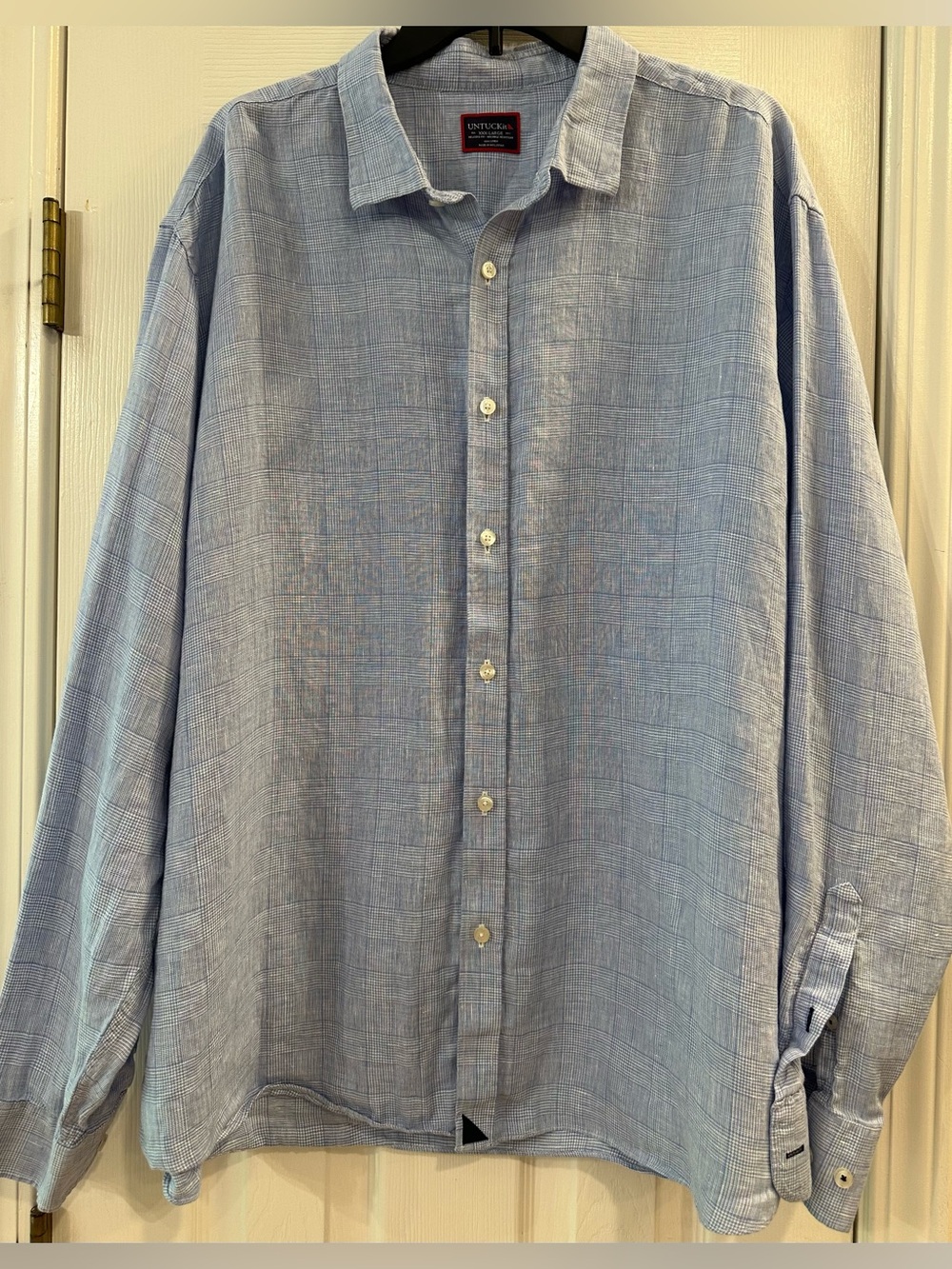 UNTUCKit  Blue Plaid Linen  Long Sleeve
Button Up Shirt size XXL beach